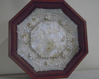 Contemporary Handcrafted Sailor's Valentine "White on White" 12"