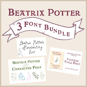 Beatrix Potter style font, Font bundle, Beatrix Potter Handwriting font, Whimsical font bundle, Title font, Peter Rabbit Font