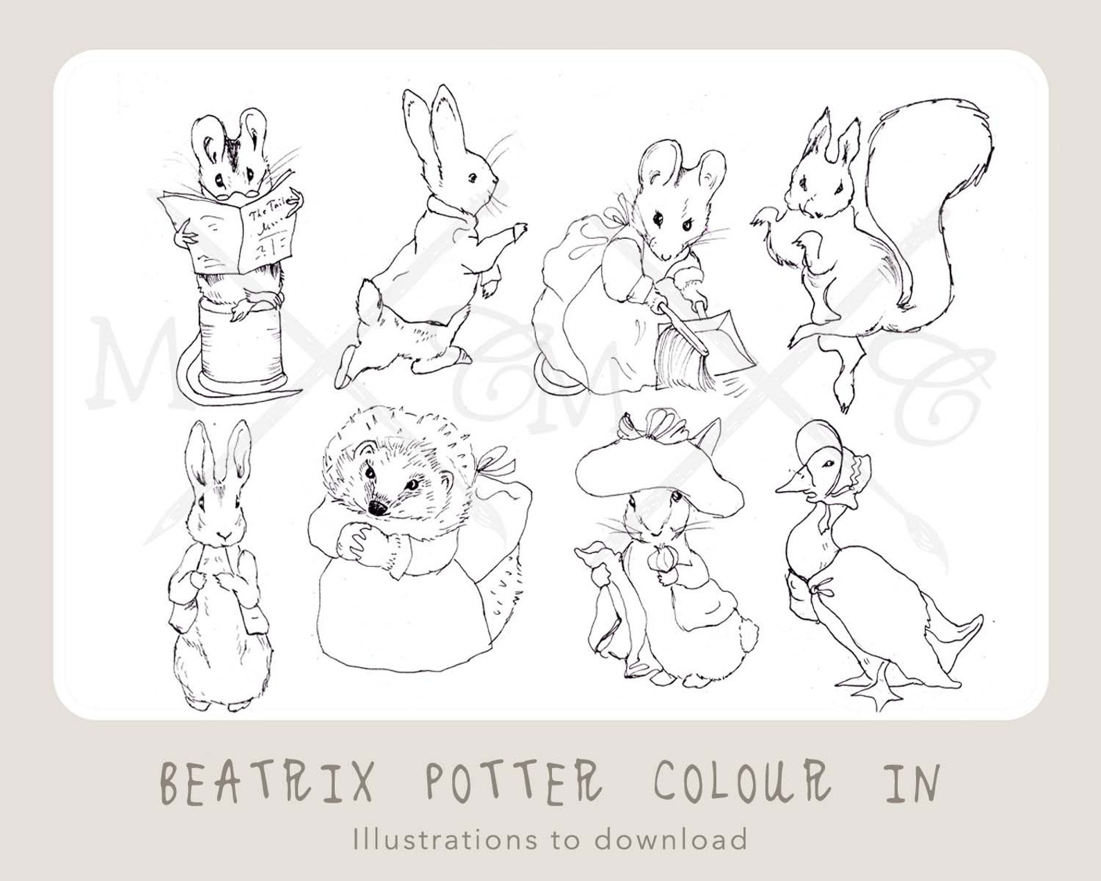 BEATRIX POTTER Colouring in Sheet, Beatrix Potter Downloadable