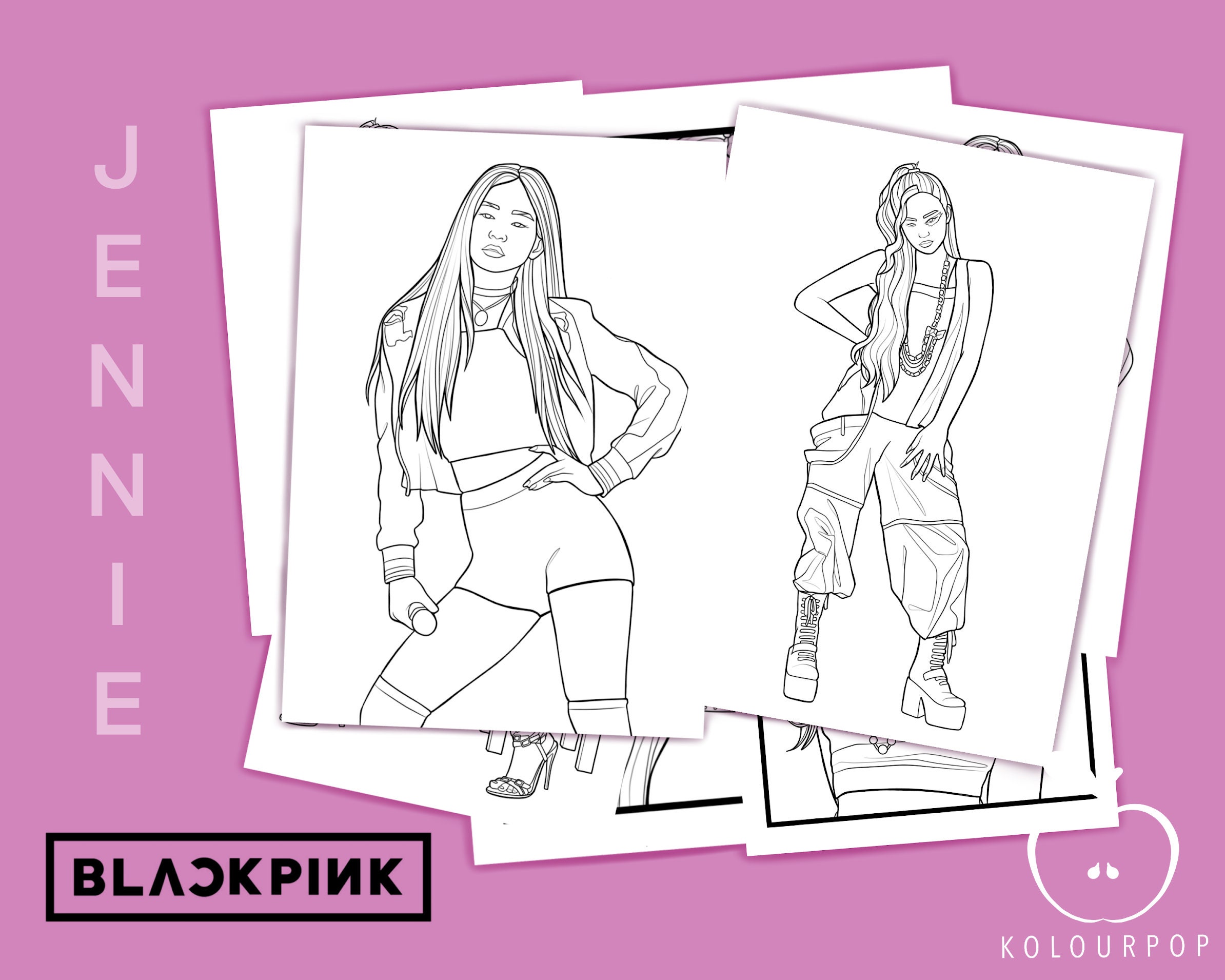 BLACKPINK JENNIE COLOURING Pages printable Digital Download - Etsy Finland