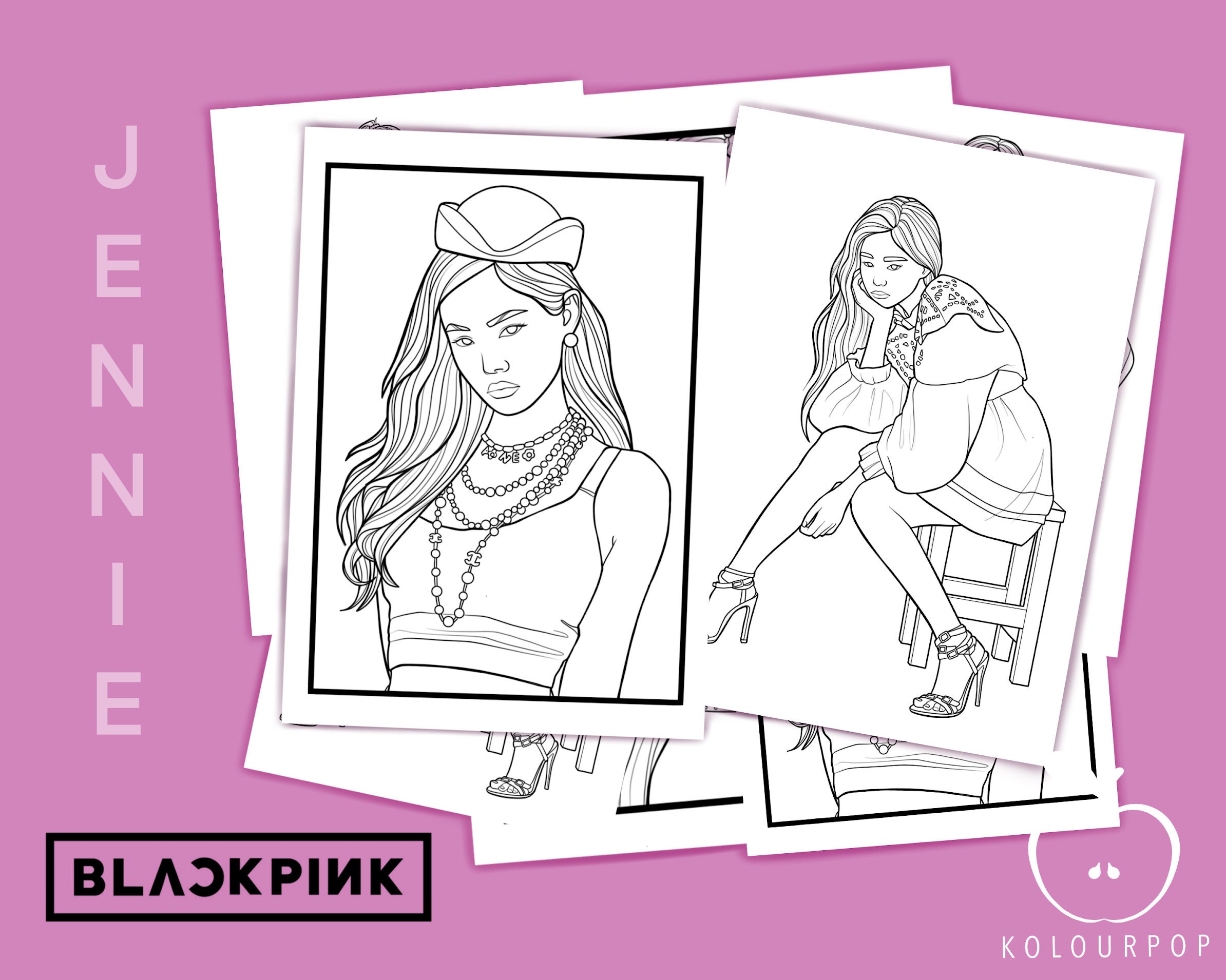 BLACKPINK JENNIE COLOURING Pages printable Digital Download - Etsy UK
