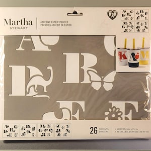 Martha Stewart Animal Alphabet Stencils 6931 New: Adhesive Paper, 26 Designs