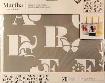 Animal Alphabet Stencils Martha Stewart #6931 New: Adhesive Paper, 26 Designs for Kids Crafts Walls