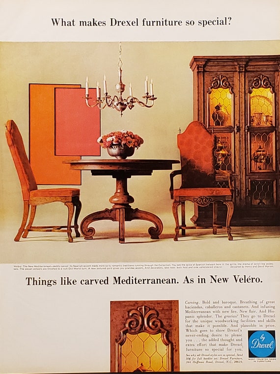 1968 Drexel Dining Furniture Original Vintage Print Ad Page