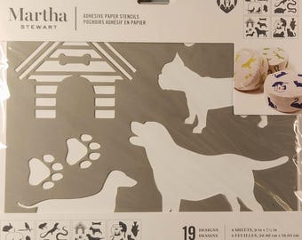 Pet Animal Stencils Martha Stewart #6932 New Adhesive Back Stencils: Dogs, Cats, Birds - 19 Designs