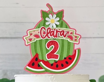 Cumpleaños de sandía, Adorno para tarta de sandía, Adorno para tarta "Uno en un melón", Fiesta de sandía