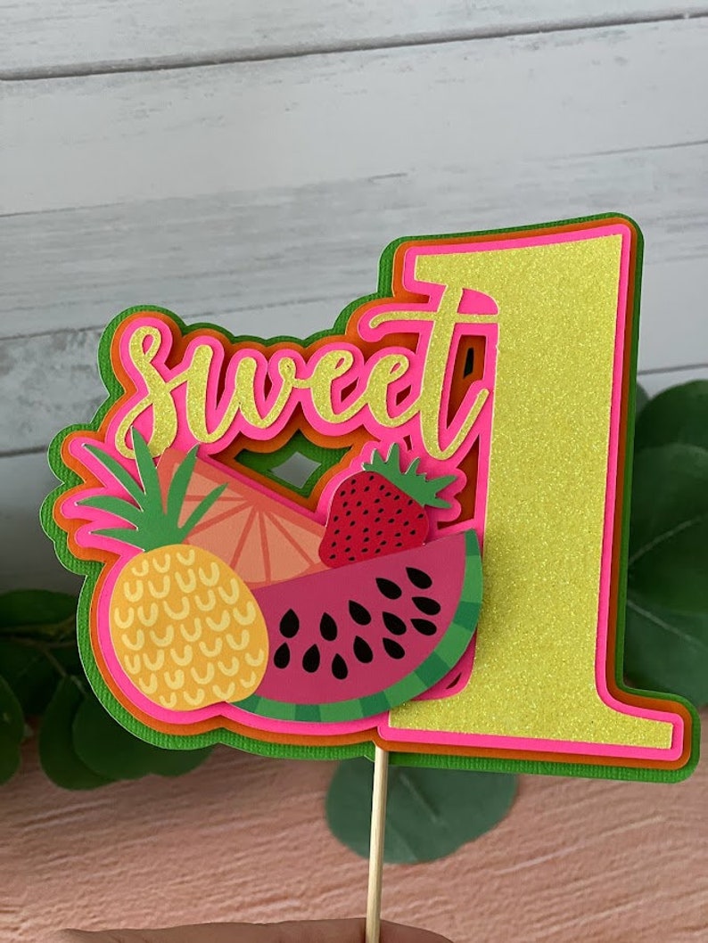 Sweet ONE, Fruit Theme First Birthday Topper, First Birthday Cake ...
