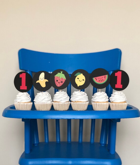 Dancing Fruit Cupcake Toppers DOZEN Fruit Cupcake Toppers Etsy