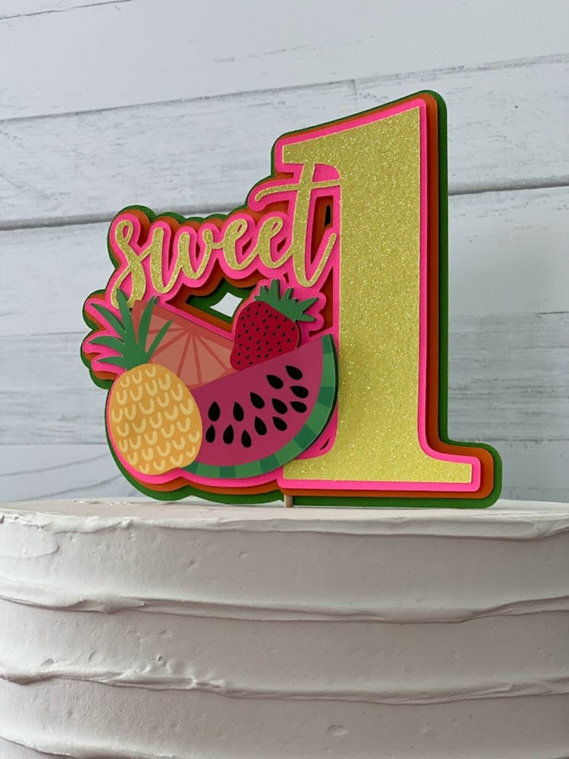 Sweet ONE, Fruit Theme First Birthday Topper, First Birthday Cake ...