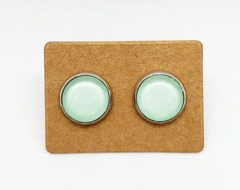 Mint Green Earring Studs / Simple Mint Studs / Minimalist Earrings / Hypoallergenic Earrings / Green Stud Earrings