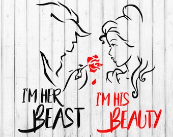 Beauty and the beast svg, I'm his beauty I'm her beast svg, belle svg, cut files for cricut and silhouette, png