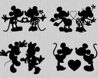 DISNEY MICKEY MINNIE MOUSE HEART KISS NECKLACE SET HALF HEART LOVE KISSES
