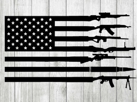 Skull Helmet American Flag Defend Arms Pistols Handguns Logo