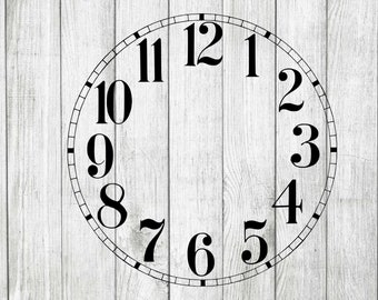 Orologio quadrante SVG, file di taglio, uso commerciale, download immediato, clip art vettoriale stampabile, modello di quadrante dell'orologio, numeri dell'orologio SVG