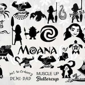 Lot svg Moana, Moana svg, fichiers coupés Moana silhouette svg, Moana clipart, Moana, fichiers coupés pour silhouette cricut, svg, png, dxf