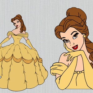 Pacchetto SVG de La bella e la bestia, SVG di Belle, Clipart di La bella e la bestia, Clipart di Belle, File di taglio SVG per Cricut e Silhouette, PNG