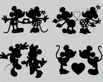 Mickey mouse minnie mouse svg, love, kissing, heart, Mickey minnie love svg, t-shirt transfer, clipart, cut files for cricut silhouette, DXF