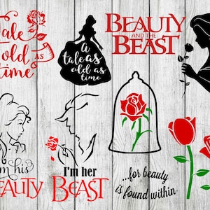 Piękna i bestia svg bundle, belle svg, beast svg, jestem jego pięknością svg, pliki do cięcia dla cricut sylwetka, png, eps, svg
