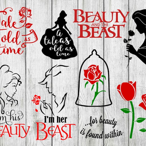 Beauty and the beast svg bundle, belle svg, beast svg, im his beauty svg, cut files for cricut silhouette, png, eps, svg