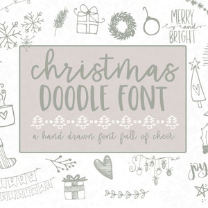 Christmas Symbol Font - Winter - Hand Drawn - Doodles - TTF - merry and bright - snowflakes - hand lettered - Christmas trees - cute