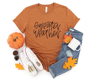 Suéter Weather SVG - Outono SVG - Outono SVG - Design de camisa de outono - download instantâneo cricut - silhueta - design com letras à mão