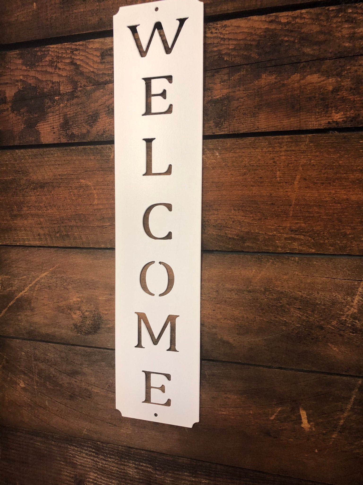 Vertical welcome metal sign | Etsy