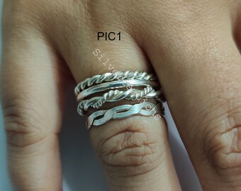 Stacking Rings sterling silver, bands, set of 4, silver band, knuckle ring, dainty ring, Toe ring, stacking rings for women, 925, stk49