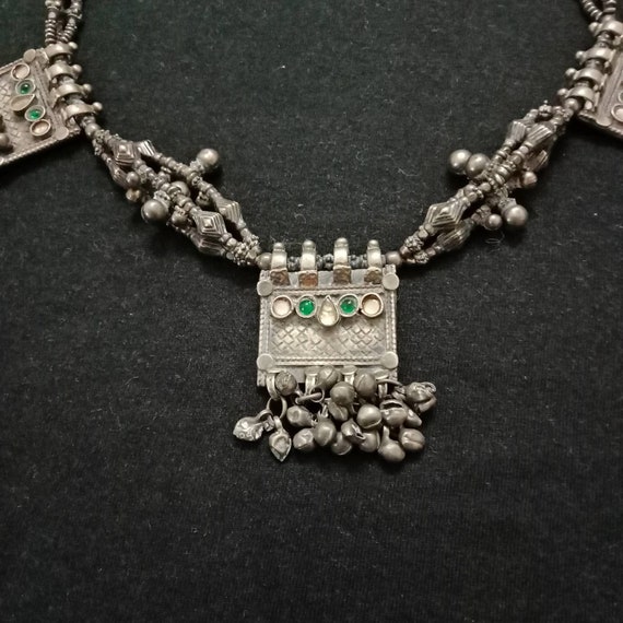 Long Collier Pectoral En Argent Ethnique - Rajasthan Début 20ème Siècle, Bijou Ancien Et Rare