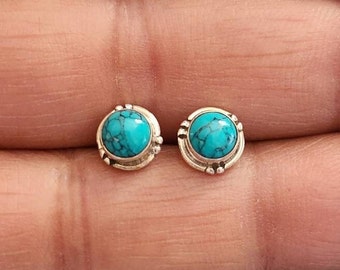 Turquoise stud earrings, Turquoise earrings, Sterling silver, stone earrings, gift for her, 925 earrings,