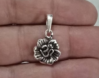 Om Pendant, Hindu symbol pendant, Sterling Silver Pendant, amulet pendant, Dainty aum pendant, sacred symbol, ohm, Protection amulet, Flower