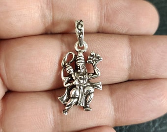 Hanuman pendant, Sterling Silver, Hindu God amulet, Rama devotee, Indian God pendant, Dronagiri Mountain, Sanjeevani Booti, 925, dainty