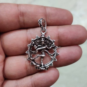 Nataraj handcast Sterling Silver Hindu God dancing Shiva, mahadev, Cosmic, Shiv, Rudra, bholeynath Pendant Necklace