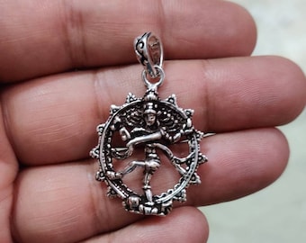 Nataraj handcast Sterling Silver Hindu God dancing Shiva, mahadev, Cosmic, Shiv, Rudra, bholeynath Pendant Necklace