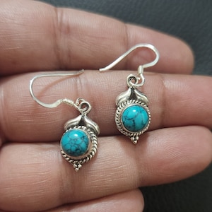 Orecchini turchesi, argento sterling, orecchini pendenti, orecchini di pietra, regalo per lei, orecchini Birthstone, regalo per lei, 925,