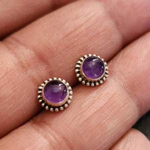 Amethyst stud earrings, Amethyst, cartilage earrings, Sterling silver, tragus, stone earrings, gift for her, purple earrings, 925
