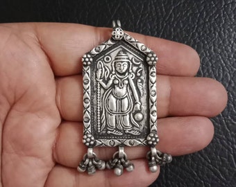 Shiva Silver pendant, Sterling Silver 925 Hindu God, Crescent moon, Mahadeva, Siva, bholeynath, Indian God, Cosmic