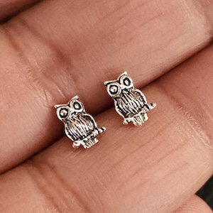 Orecchini a perno gufo, orecchini cartilagine, argento sterling, trago, regalo per lui/lei, orecchini bambini, 925