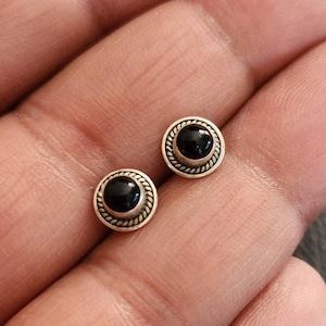 Black onyx stud earrings, Dainty earrings, Minimal Stud Earrings, cartilage earrings, Sterling silver, tragus, stone earrings, gift for her