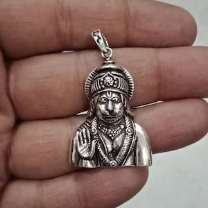 Hanuman Pendant, Sterling Silver, Hindu God amulet, protection charm, Rama devotee, Indian God pendant, Vanar God Lord Hanuman Charm, Amulet