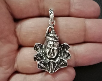 Shiva pendant, Sterling Silver 925 Hindu God, Crescent moon, Mahadeva, Siva, bholeynath, Indian God, Cosmic, naga, snake