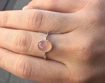 Rose Quartz Ring, Sterling Silver, Gemstone Ring, 925, birthstone ring, Gift Ideas, Dainty Ring, Solid Silver Ring, Labradorite Ring,