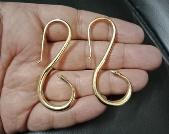 Snake Earrings, Brass Earrings, reptile earrings, snake jewelry,
