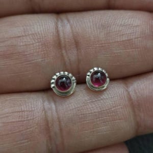 Garnet stud earrings, cartilage earrings, Sterling silver, tragus, stone earrings, gift for her, tiny earrings, dainty earrings