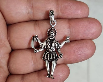 Kali Pendant, 925 Sterling Silver, Hindu Goddess, Maa Durga Chamunda Kaali Aadishakti Maha Maya Yogini Beautiful Pendant, Protection Amulet