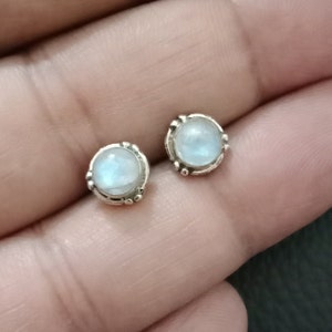 Moonstone stud earrings, cartilage earrings, Sterling silver, tragus, stone earrings, gift for her