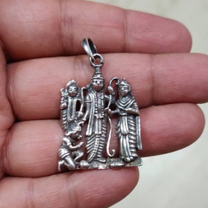 Rama Sita pendant, Sterling Silver, Lakshman, Hanuman, Hindu God amulet, protection charm, Rama devotee, Rama Darbar, Indian God