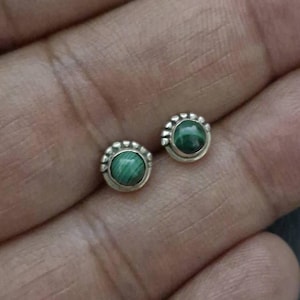 Malachite stud earrings, Malachite Studs, Sterling SIlver, Green Gemstone earrings, Sterling silver, stone earrings, gift for her