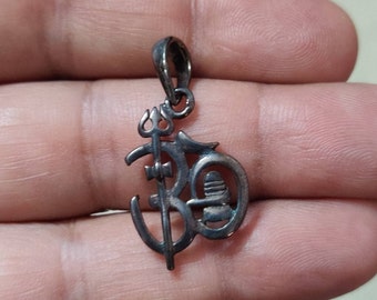 Shiva Ling Pendant, Aum Pendant, Trishula Pendant, Trident Pendant, Sterling Silver Pendant, 925, Shivaling, Shivling, Damru