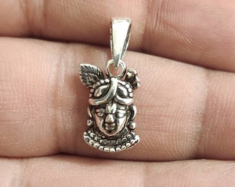Krishna Face Pendant, Sterling Silver 925, Radha Lover, Hindu God amulet, protection charm, universal love, Krisna, Vishnu Avatar, Dainty