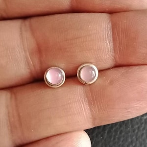 Rose Quartz stud earrings, cartilage earrings, Sterling silver, tragus, stone earrings, gift for her, tiny earrings, dainty earrings